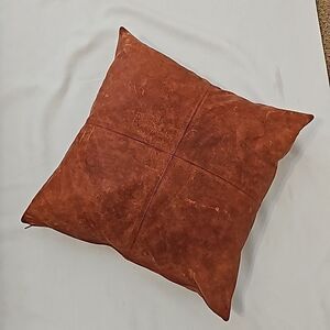 Red Leather Pottery Barn Pillow